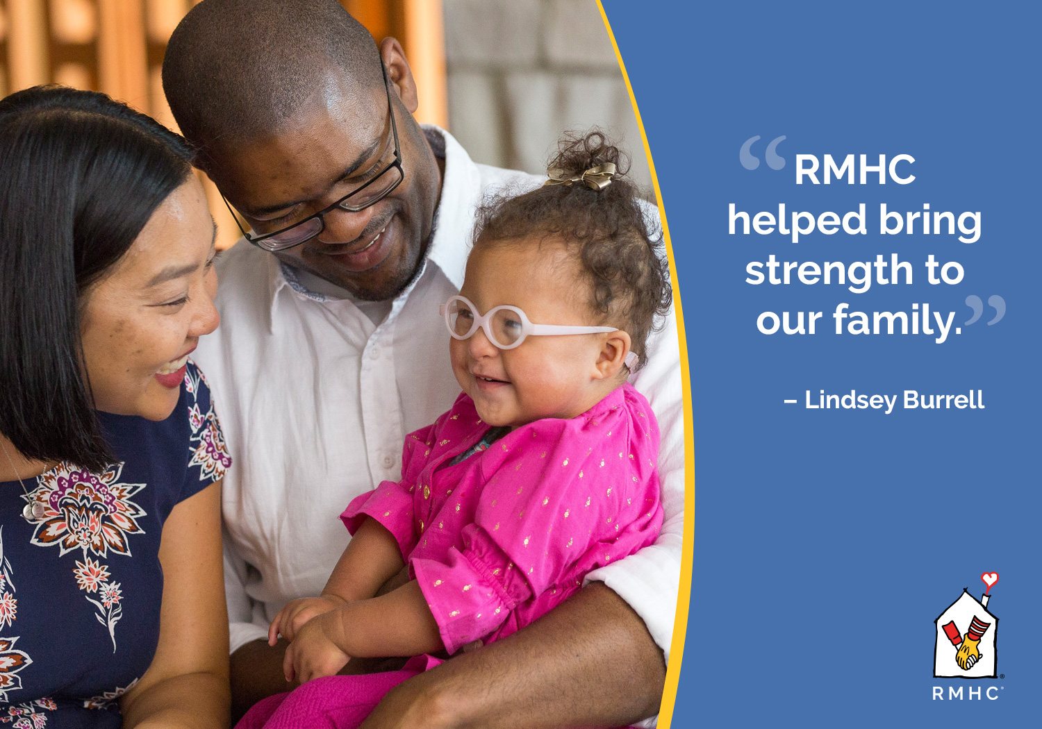 The Boone family photo and Quote: RMHC helped bring strength to our family