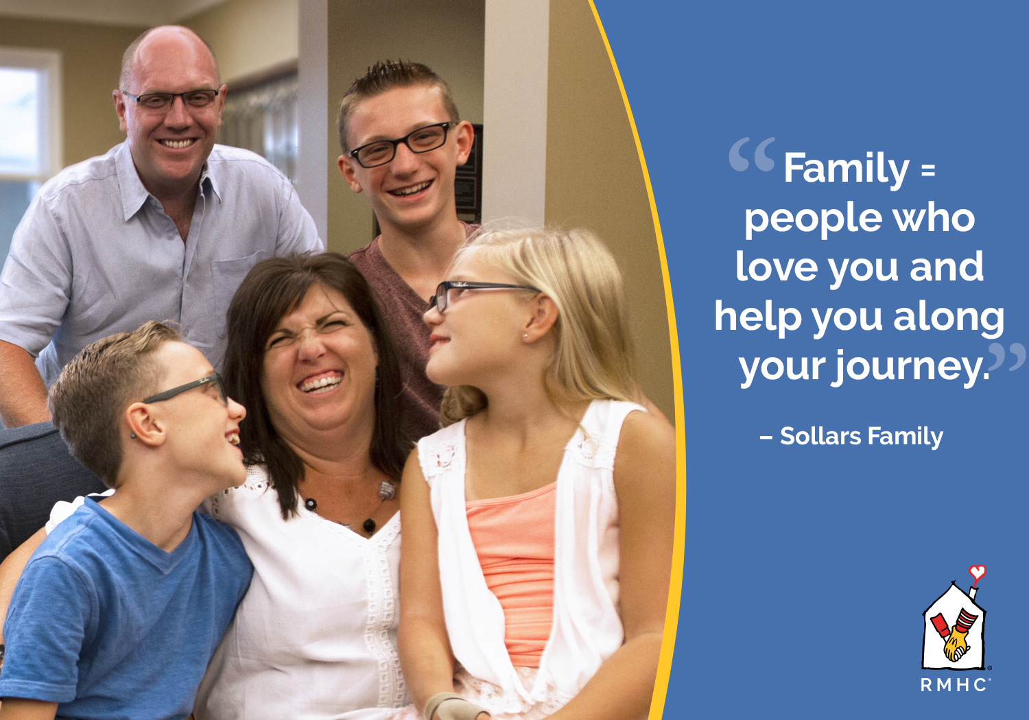 The Sollars family photo and Quote: Family = people who love you and help you along your journey