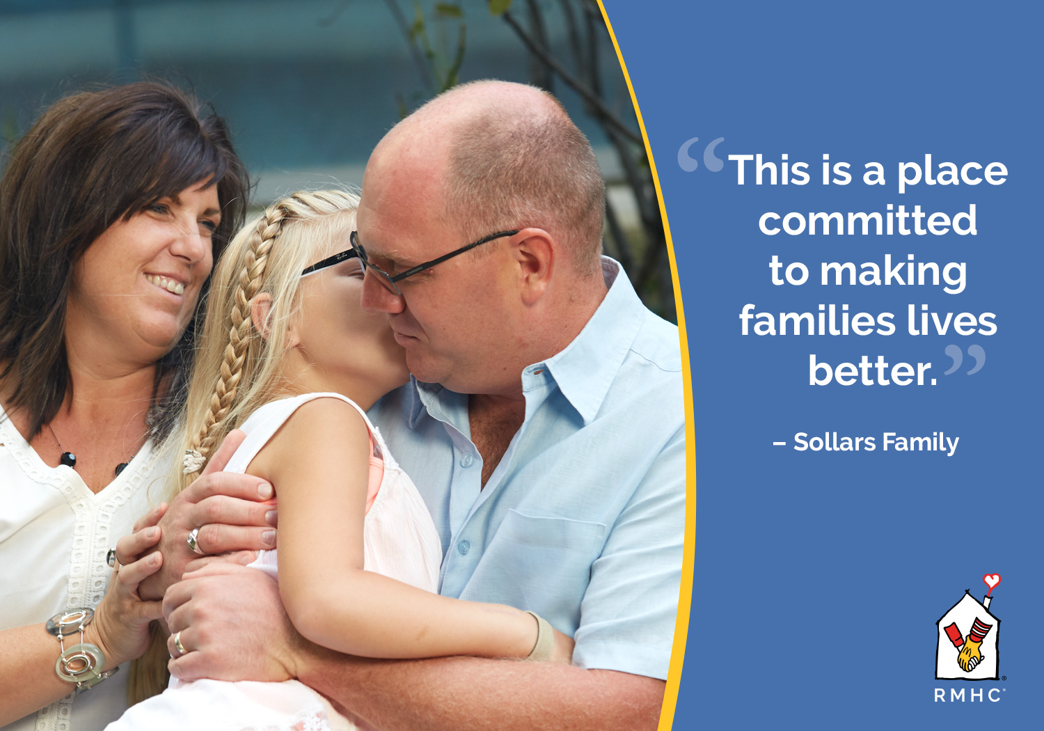 The Sollars family photo and Quote: This is a place committed to making families lives better